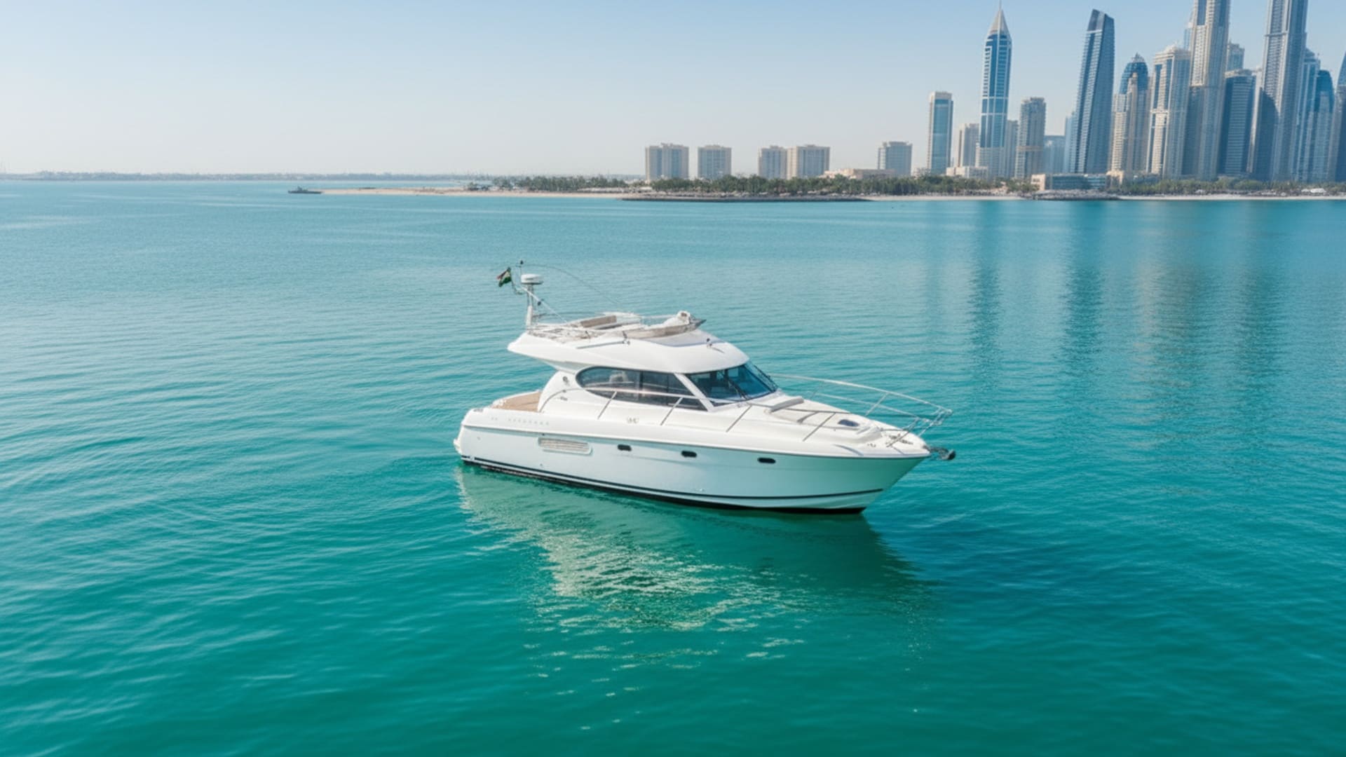 Jeanneau Prestige 32 ft Luftaufnahme an der Dubai Marina